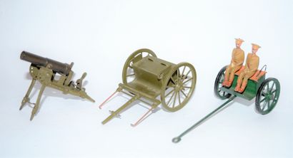 2 artillery carriages, metal and painted...