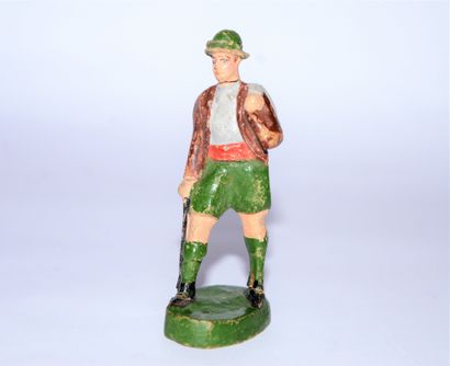 G.J. G.J: Tyrolean hiker in composition, good condition. Height: 8 cm. Rare piec...