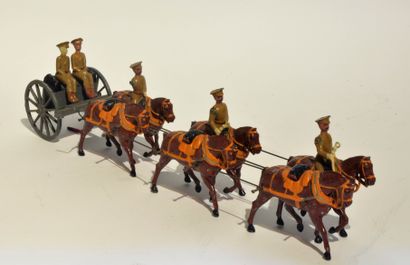 BRITAINS BRITAINS (attr.) attelage avec affût, six chevaux avec trois cavaliers,...