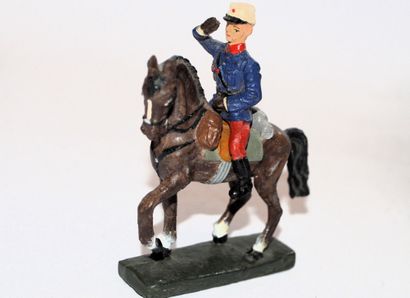 LINEOL LINEOL : 1 officier Français de la légion étrangère saluant, à cheval, en...