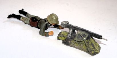 ELASTOLIN ELASTOLIN : Soldat Allemand avec sa mitrailleuse, en 2 pièces, en composition....