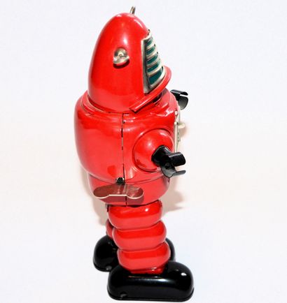 null AA TOYS: Robby le robot, mécanique avec sa clé, en tôle rouge et noir. Bon état...