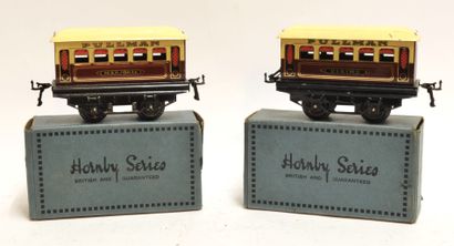 HORNBY HORNBY O (2) voitures-voyageurs, 2 axes, PULLMAN ; une "M:arjorie" & une Viking,...