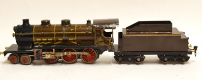 Jdep JdeP écart O locomotive 2-3-0, tender 4 axes, en brun et noir lithographié,...
