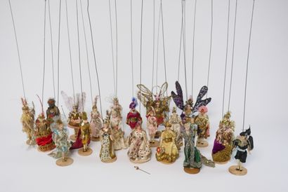 null Rarissime ensemble de 23 figurines pour genre théatre d'épinal, fabriquées en...