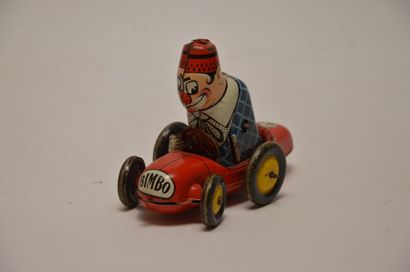 Joustra BIMBO clown en automobile, tôle lithographiée,...