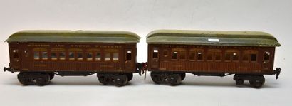 null MÄRKLIN (2) voitures-voyageurs, 4 axes, versions américaines, peint en brun...
