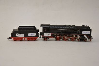 null MÄRKLIN HR800 N/4 (1954) locomotive Pacific, tender métal, 4 axes, noire, patin...