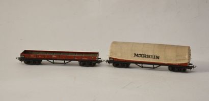 null MÄRKLIN ensemble de (2) wagons de marchandises : 

- 393/5 (1950, wagons, 4...