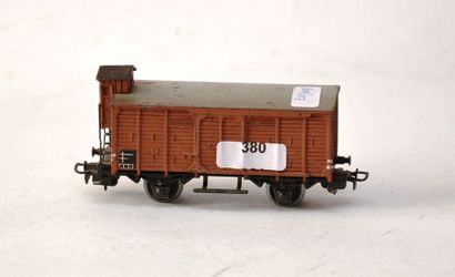 null MÄRKLIN 316N1 (1950-51) , wagon fermé brun, cabine de serre-freins, inscription...
