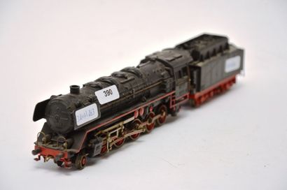 null MÄRKLIN G800/1 (1953), locomotive, 150, petit patins, noire, tender métal à...