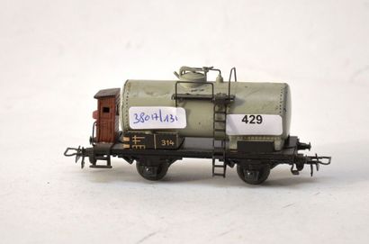 null MÄRKLIN 314/2 (1948) wagon citerne gris, cabine de serre-freins, inscription...