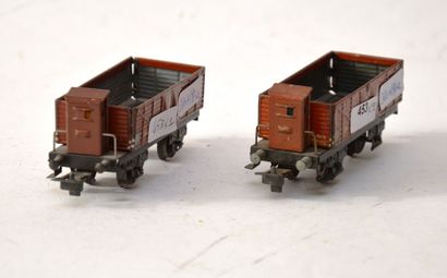 null MÄRKLIN 371/5 et 371/A (1946): wagons ouvert, cabine de serre-freins, 9.5cm,...