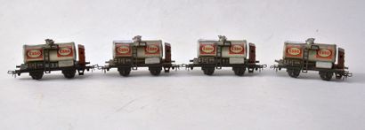 null MÄRKLIN : (4) wagons citernes, "ESSO", 2x 374ST/7 -2x 374/7a - couleur argentée,...