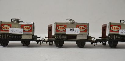 null MÄRKLIN : (4) wagons citernes, "ESSO", 2x 374ST/7 -2x 374/7a - couleur argentée,...