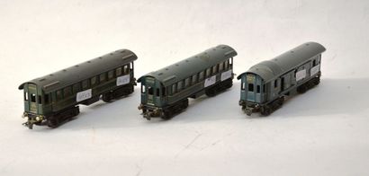 null MÄRKLIN (3) rame de trois voitures, 17.5cm, bleu de la CIWL, (1940-1945 et 1947/49)...