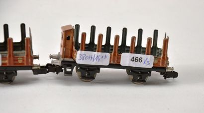 null MÄRKLIN (3) 372/ 2e version (+/- 1936) , trois wagons, rangers, 2 axes, brun,...
