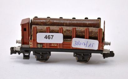 null MÄRKLIN 372G/1ere version (+/-1936), wagon à rangers, brun, cabine de serre-freins,...