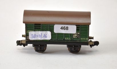null MÄRKLIN 389/1ere version (+/-1936), wagon, 2 axes, verte, à bestiaux, rare,...