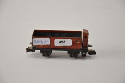 null MÄRKLIN réf 371/ 1er version (1936), wagon 2 axes, ouvert, brun, cabine de serre-freins,...