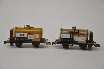 null MÄRKLIN (2) 374S/3 wagon citerne, jaune SHELL, - 374ST/1 argenté ESSO STANDARD...
