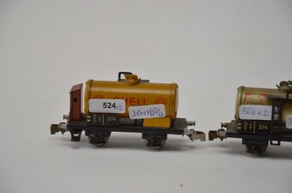 null MÄRKLIN (2) 374S/3 wagon citerne, jaune SHELL, - 374ST/1 argenté ESSO STANDARD...