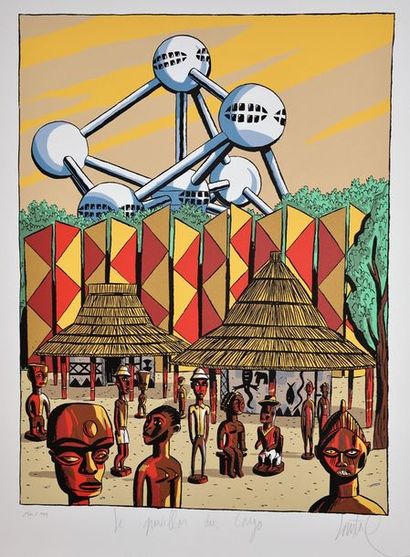 null Sérigraphie "Le pavillon du Congo" par Loustal. Signée et numérotée 184/199....