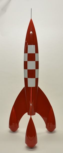 null Imposante fusée à damier tirée de l'album de Tintin "Objectif lune". Rare prototype...