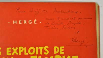 null Dédicace d'Hergé adressée à Brigitte Molenkamp, réalisée sur la couverture de...