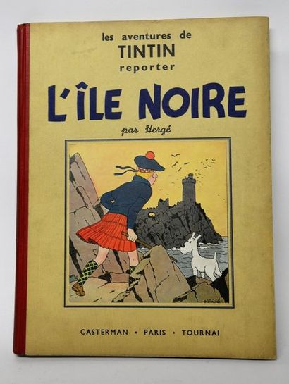 null Album Tintin "L'Ile noire" 2ème édition A5 en noir et blanc vers 1938. Album...