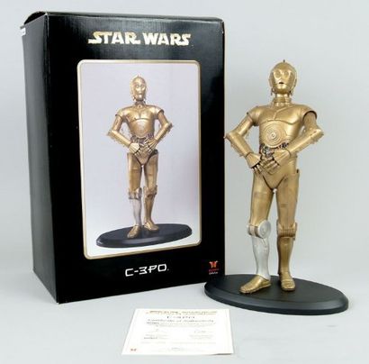null Rare statuette sur socle illustrant "C3PO" tirée des films "Star Wars". Éditée...
