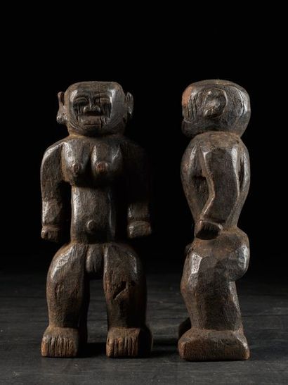 null Statue couple d'ancêtres Montol, Nigéria, 1ere moitié XXeme siècle - Interbellum,...