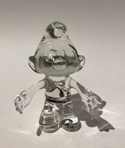 null Peyo/Val: rare sculpture d'un Schtroumpf en cristal. Ce modèle fût crée à l'ocassion...