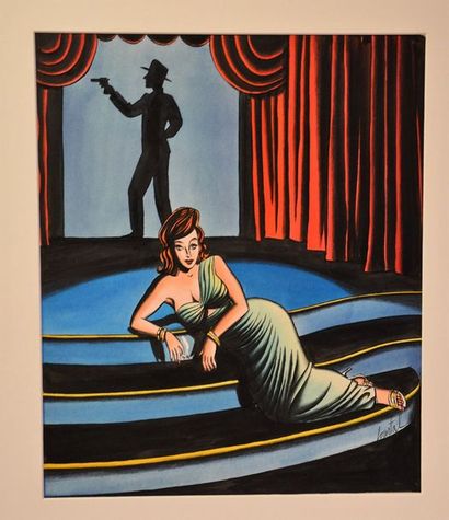 null Loustal/Pigalle: illustration originale représentant une femme allongé sur une...