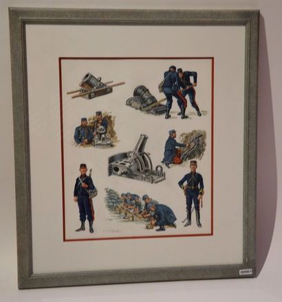 null Fred & Liliane Funcken: planche orignale illustrant des militaires. Extraite...