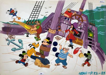 null Studio Disney UK: rare et grande illustration originale du bateau du capitaine...