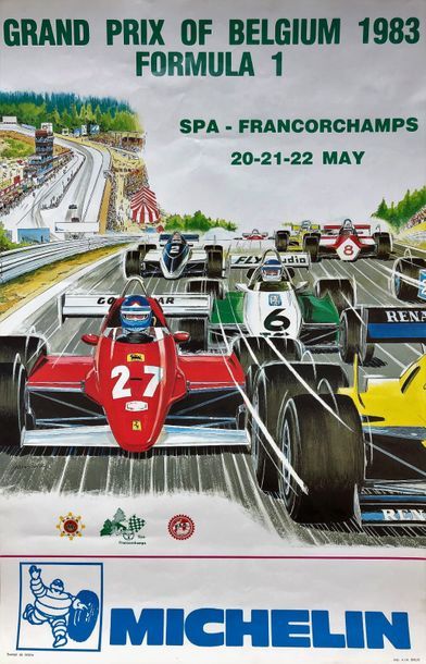 null Jean Graton: rare affiche originale du grand prix de formule 1 de Belgique de...