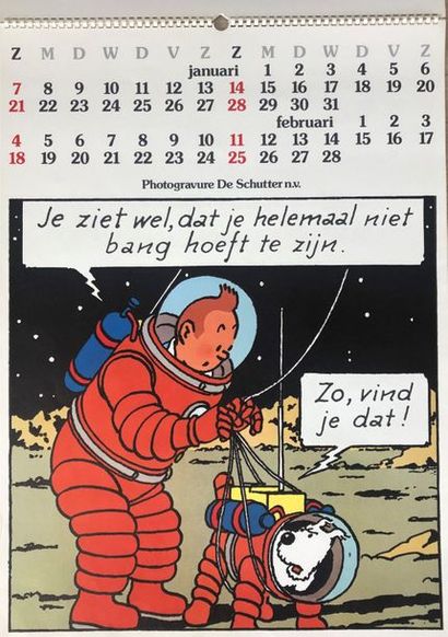 null Tintin: calendrier de 1979 réalisé pour les 50 ans de Tintin. 8 pages illustrant...