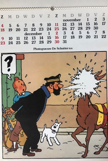 null Tintin: calendrier de 1979 réalisé pour les 50 ans de Tintin. 8 pages illustrant...