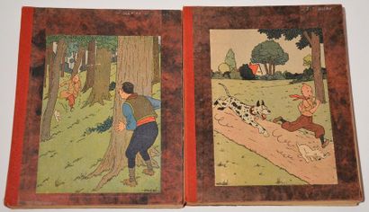 null Hergé/Tintin: paire de reliures amateur pour l'album "L'île noire" et "Le sceptre...