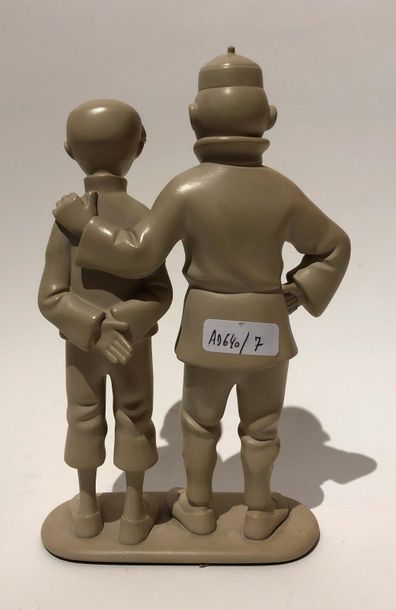 null Tintin/Regout: rare sculpture représentant Tintin et Tchang posant pour la photo,...