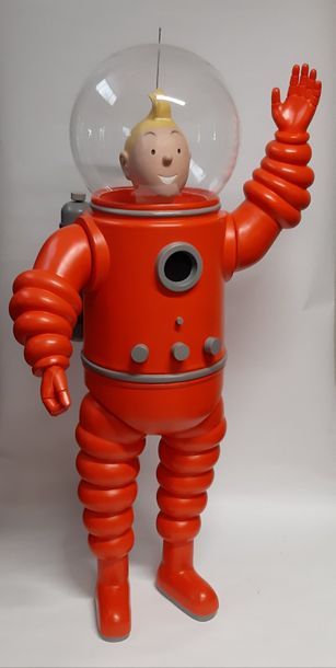 null Importante sculpture représentant Tintin en cosmonaute, tirée de l'album "On...