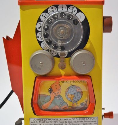 null Tintin: le visiophone. Rare téléphone parlant en plastique et métal imprimé....