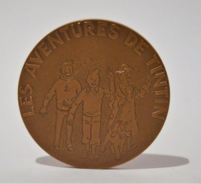 null Hergé: médaille en bronze "Les aventures de Tintin". Bronze monétaire frappée...