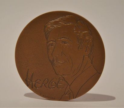 null Hergé: médaille en bronze "Les aventures de Tintin". Bronze monétaire frappée...