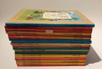 null Hergé/Tintin: ensemble de 21 albums des aventures de Tintin. Editions des années...