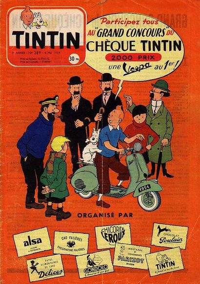 null Hergé et les Studios: dessin original illustrant Haddock, Tournesol, Dupond...