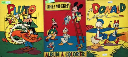 null Walt Disney productions: rare ensemble de 3 albums à colorier + un PLV illustrant...