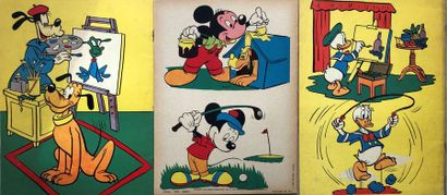 null Walt Disney productions: rare ensemble de 3 albums à colorier + un PLV illustrant...