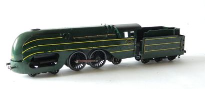 null CAM locomotive carénée belge type 12, modèle 221, tender 4 axes, verte lignes...